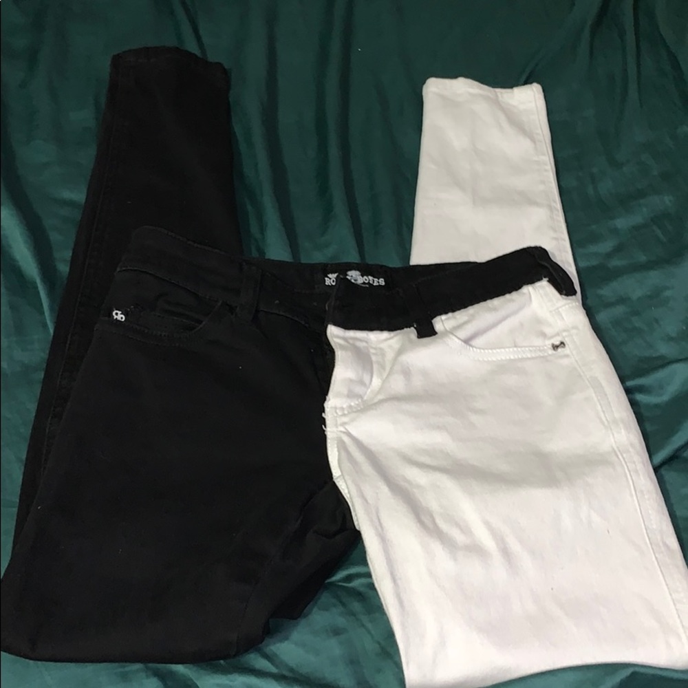 Royal Bones Black and White Split Leg Jeans